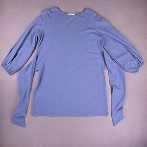R.Vivimos Shirt Womens XL Blue Long Sleeve Tie Back Top US 16/18 Stylish Blouse